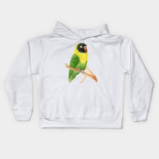 yellow-collared lovebird watercolor Kids Hoodie